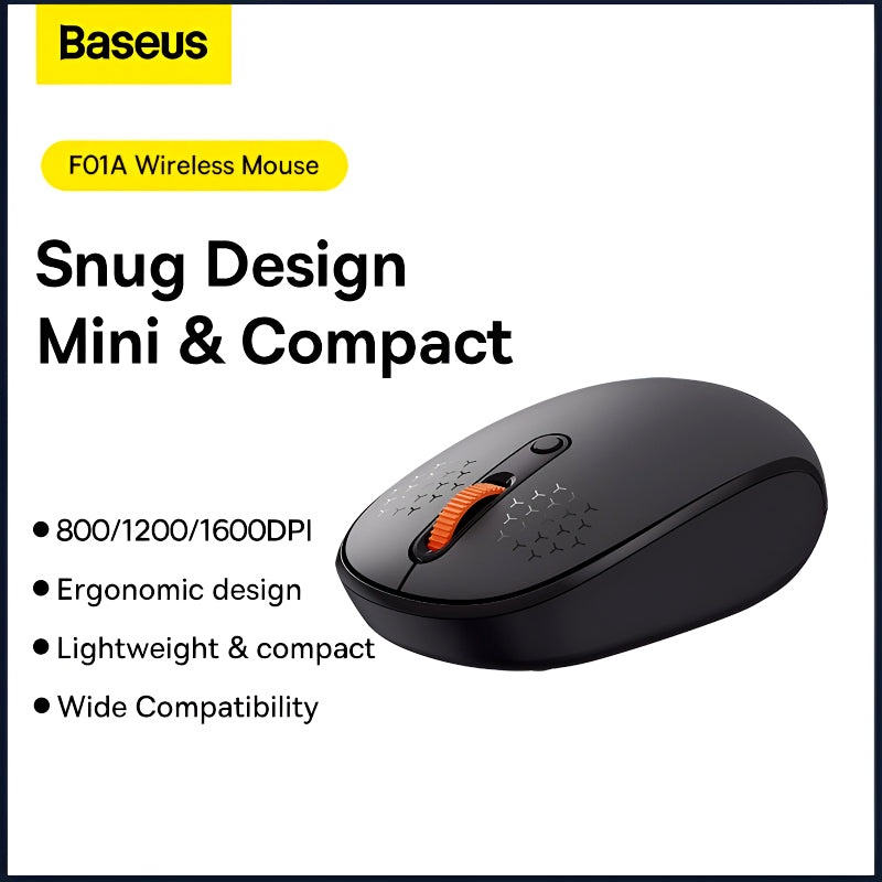 Baseus F01A Compact Silent Click Comfortable Design Wireless Mouse with Adjustable DPI