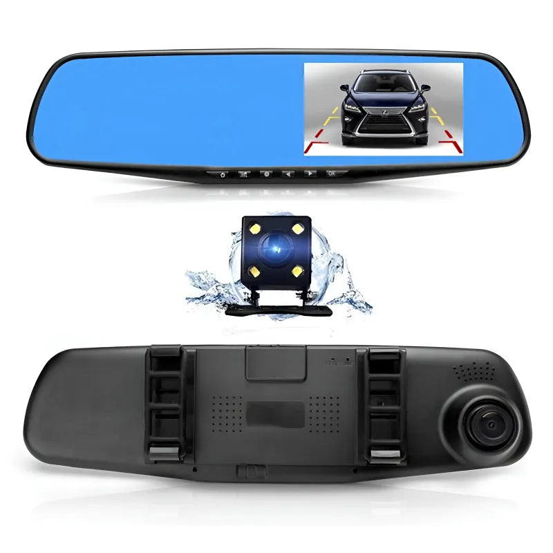 Full HD 1080P Dual Mirror Camera With 4.5″ TFT LCD Crystal-Clear Recording Vehicle Blackbox DVR