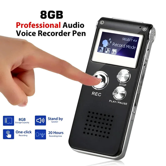 8GB Mini Digital Voice Recorder – Professional Rechargeable Device with One-Touch Recording & MP3 Playback