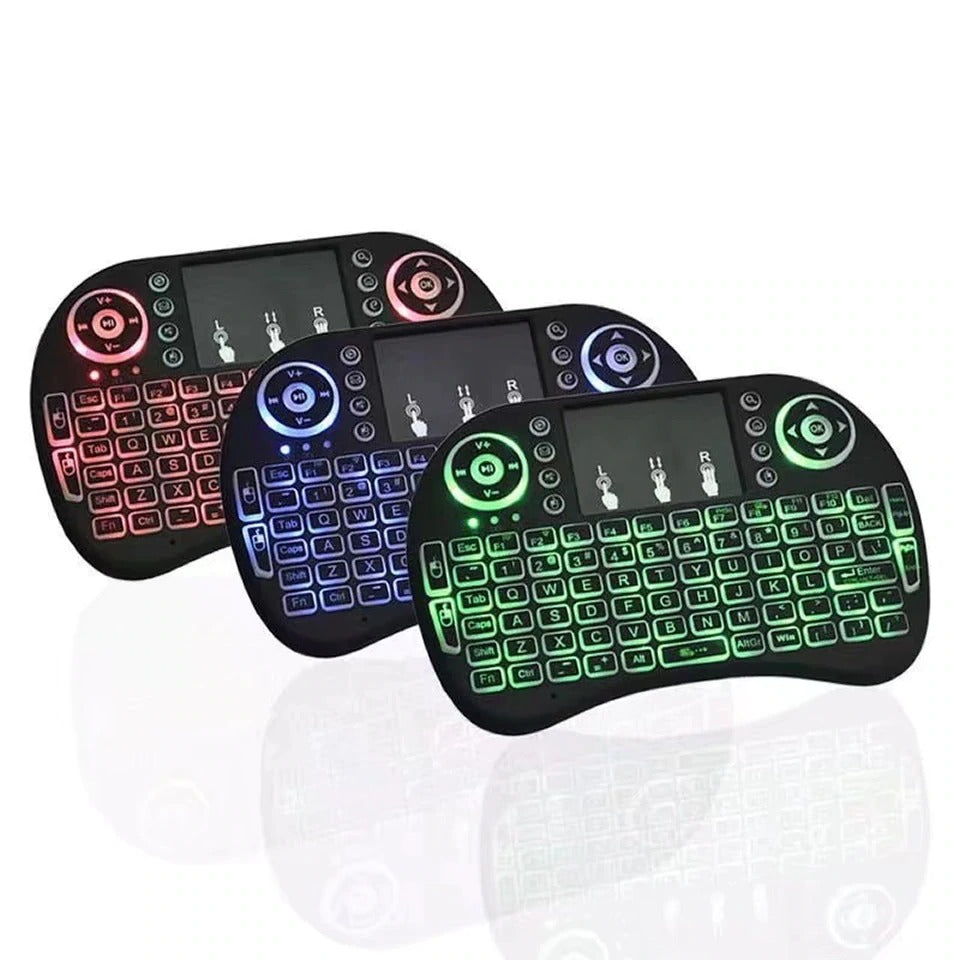 3 Colors Backlit Mini Wireless Keyboard 2.4ghz With Touchpad Remote Control