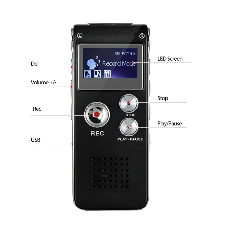 8GB Mini Digital Voice Recorder – Professional Rechargeable Device with One-Touch Recording & MP3 Playback