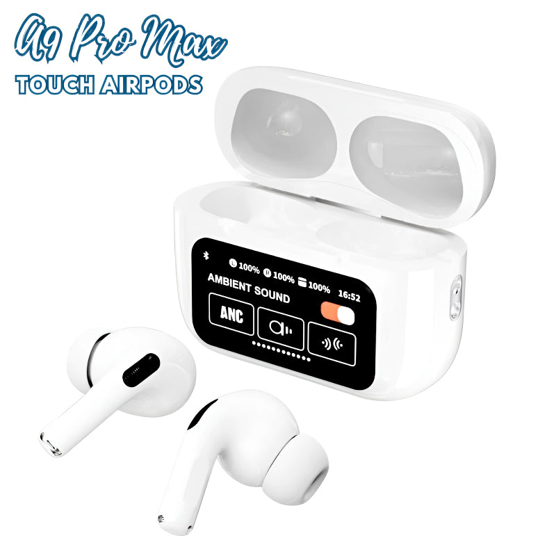 A9 Pro High Quality Sound, ENC Noise Reduction Wireless AirPods With Smart Touch Screen Control