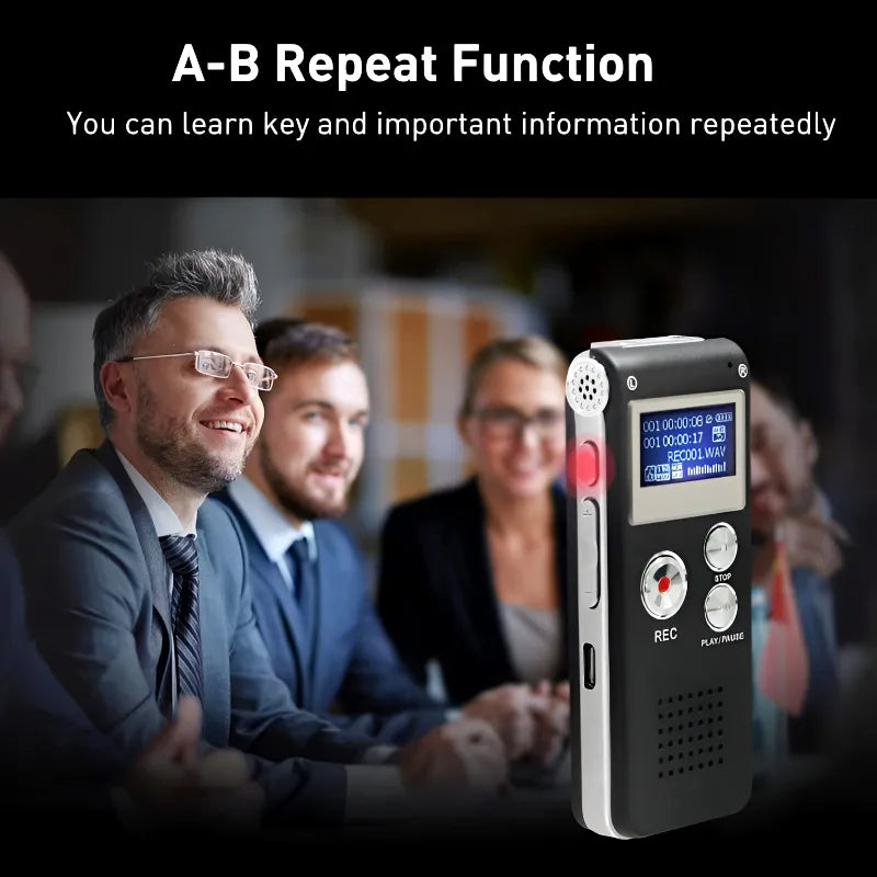 8GB Mini Digital Voice Recorder – Professional Rechargeable Device with One-Touch Recording & MP3 Playback