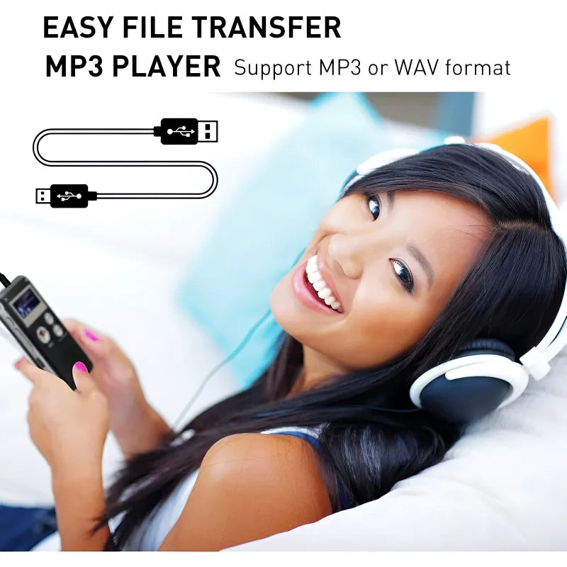 8GB Mini Digital Voice Recorder – Professional Rechargeable Device with One-Touch Recording & MP3 Playback