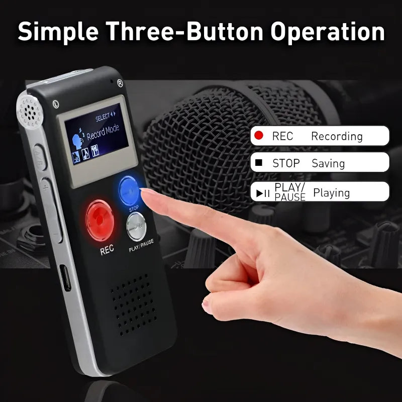 8GB Mini Digital Voice Recorder – Professional Rechargeable Device with One-Touch Recording & MP3 Playback