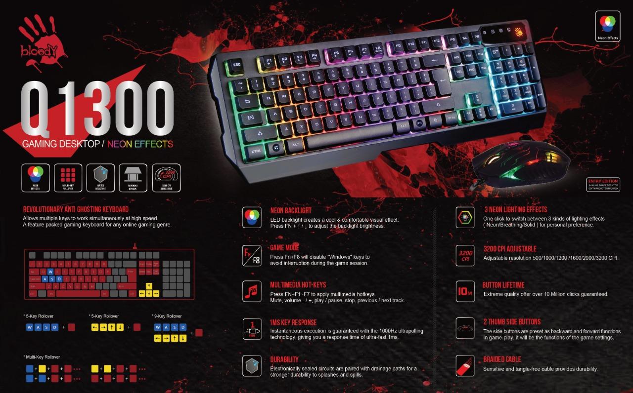 Bloody Q1300 Illuminate Gaming Keyboard & Mouse Combo