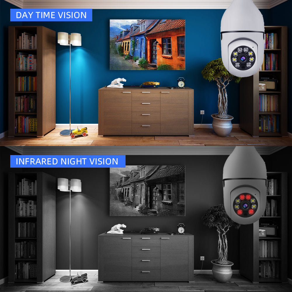 960P Panoramic Wifi Wireless Bulb IP Camera 360 Degree Night Vision TF Card Recording