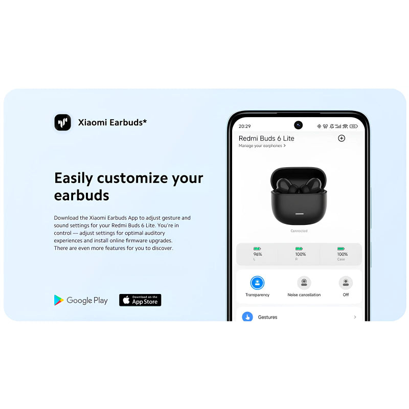 Redmi Buds 6 Lite Lightweight and Compact Earbuds with Bluetooth 5.3 Dual-Mic AI Noise Reduction and Ultra-Long Battery Life
