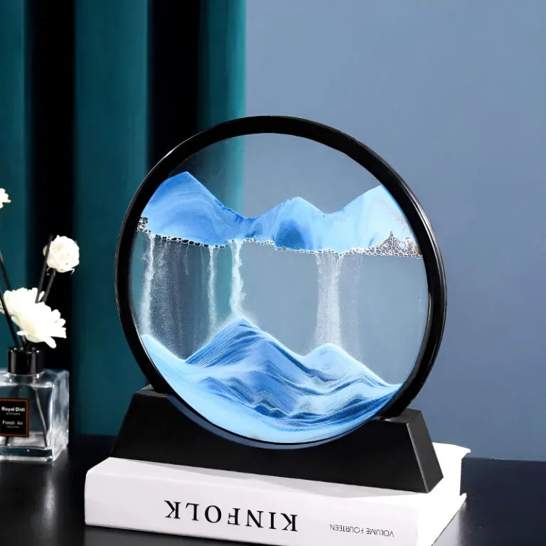 Dynamic 3D Sandscape Glass Art Fascinating Flowing Sand Frame for Elegant Home Decor