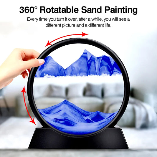 Dynamic 3D Sandscape Glass Art Fascinating Flowing Sand Frame for Elegant Home Decor