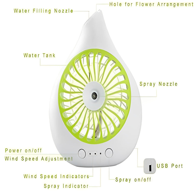 2 In 1 Multi-Functional Rechargeable Desktop Spray Fan With Humidifier