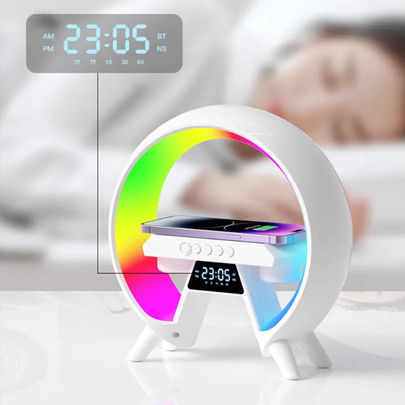 BT-3401 LED Display Wireless Phone Charger Bluetooth Speaker With Seven Color Selections, Alarm Clock, FM Radio