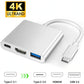 Multi-Ports 3 In 1 USB 3.1 Type C To HDMI USB 3.0 HUB Adapter Dongle Dock Cable