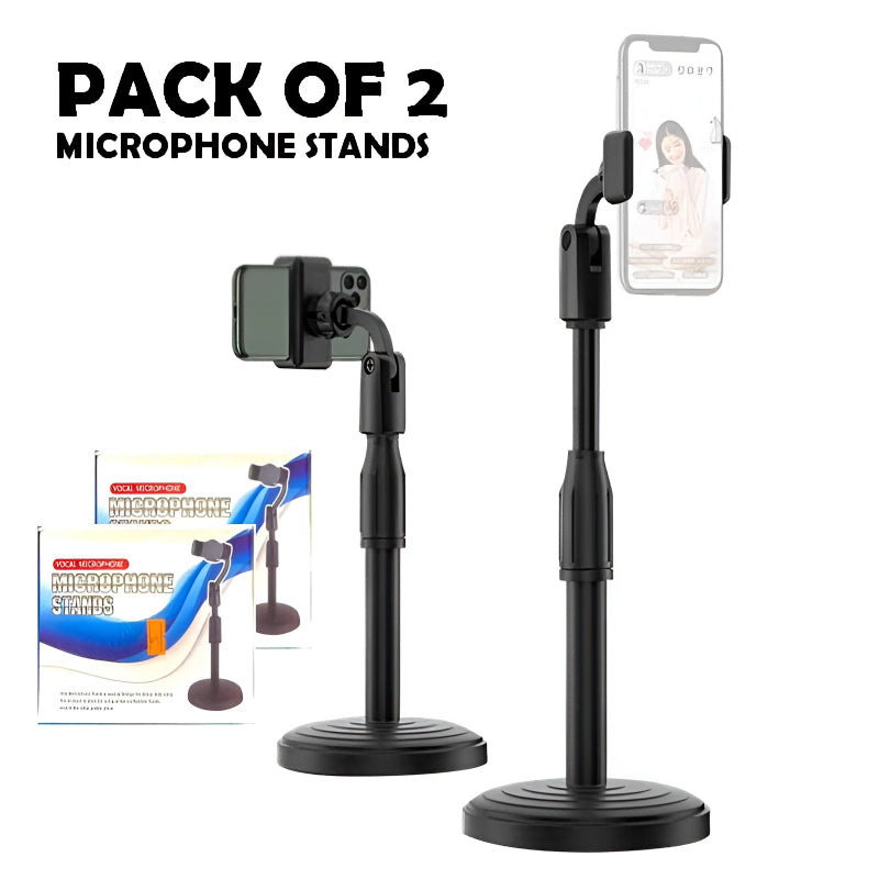 Pack of 2 Professional-Grade Vocal Microphone Stands for Broadcasting and Recording