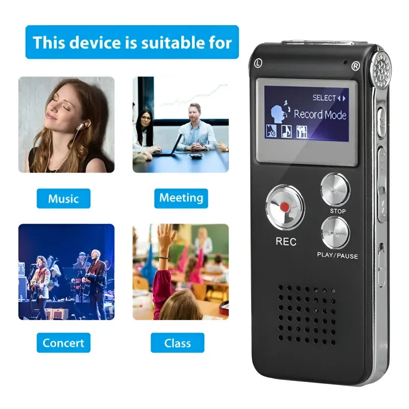 8GB Mini Digital Voice Recorder – Professional Rechargeable Device with One-Touch Recording & MP3 Playback