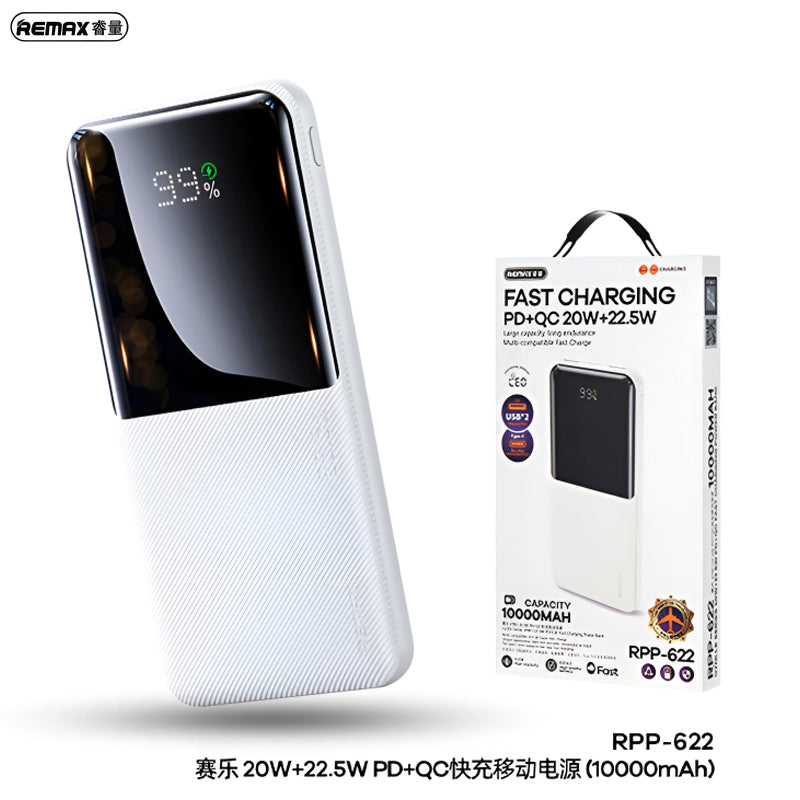 RPP-622 Remax 10000mAh LED Display, PD+QC 20w+22.5W Fast Charging Multi-Device Compatibility Powerbank