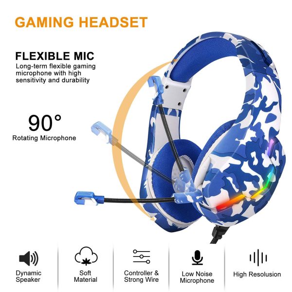 J10 Gaming Headphones Gaming Headset Ultra Flexible Led Stereo Surround Headphone