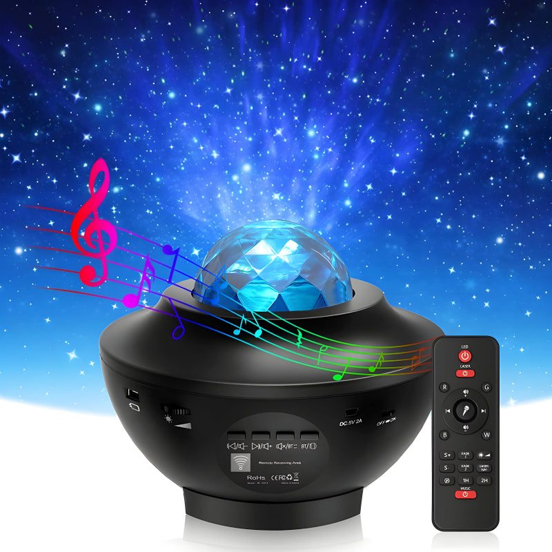 Compact Multi-Functional LED Galaxy Projector Light With Built-In Bluetooth Speaker – Portable Mini Design