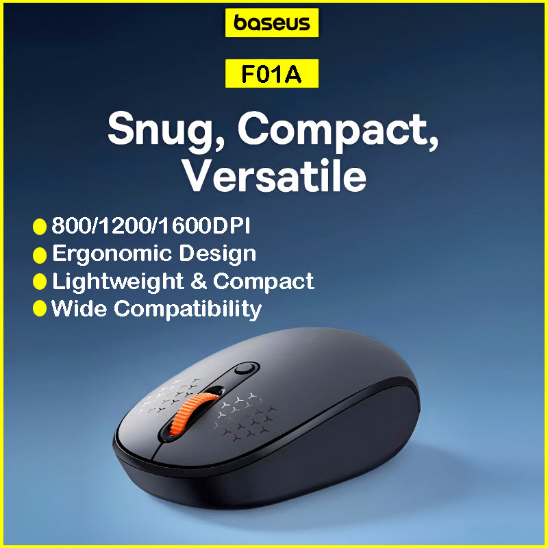 Baseus F01A Compact Silent Click Comfortable Design Wireless Mouse with Adjustable DPI