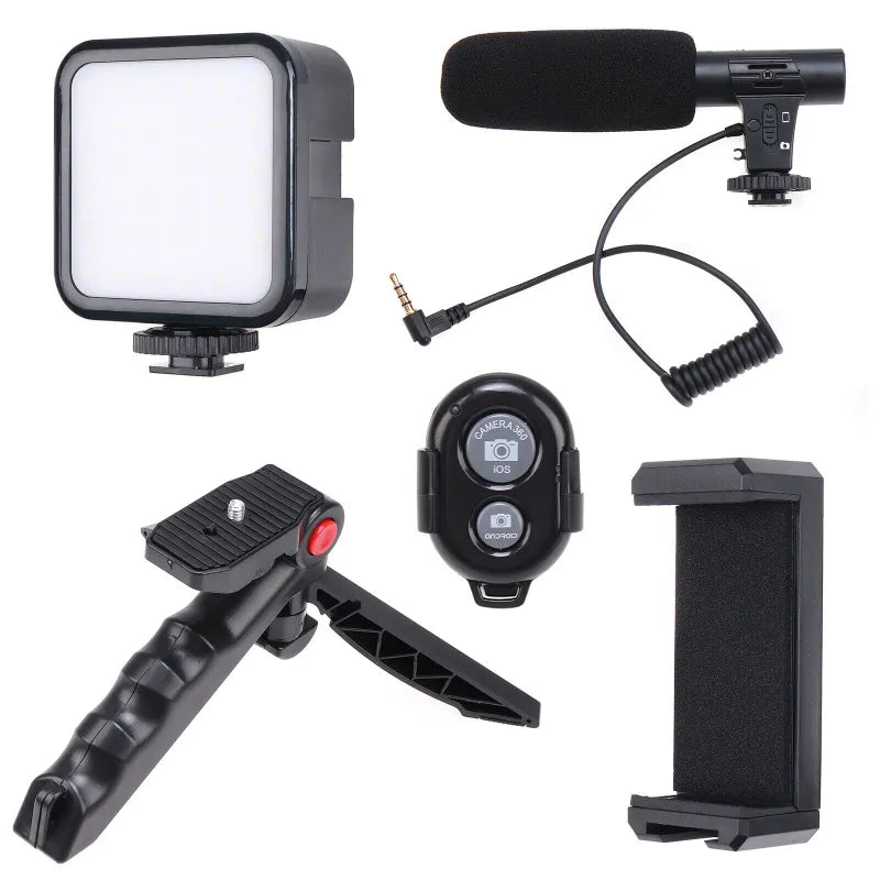 Multifunctional Professional Vlogging Kit With Tripod LED Video Light And Phone Holder